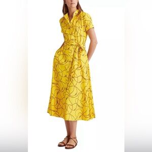 Ralph Lauren yellow crepe fit & flare pattern dress. Size 10 🌼